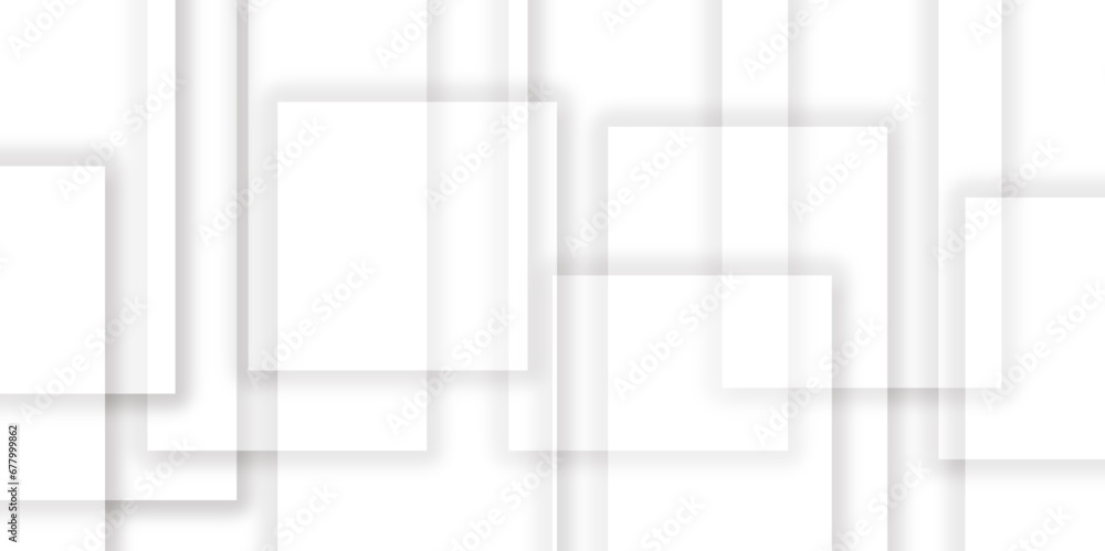 Poster abstract white and grey geometric overlapping square pattern background with shadow. paper texture d