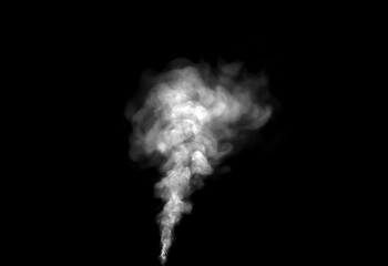 White smoke or steam smog moves on a black background. Beautiful gray smoke 
