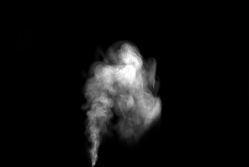 White smoke or steam smog moves on a black background. Beautiful gray smoke 
