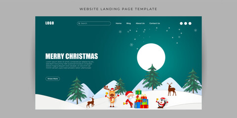 Naklejka premium Vector illustration of Merry Christmas Website landing page banner Template