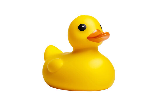 Charming Little Rubber Duck Toy Isolated on Transparent Background