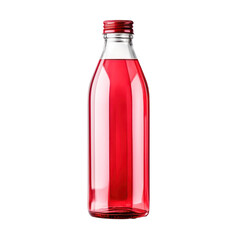 Red bottle of water,red glass bottle mockup isolated on transparent background,transparency 