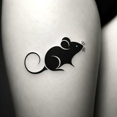 a minimalist tattoo of a mouse silhouette with a simple, elegant design