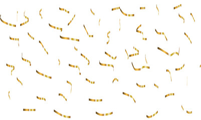 Abstract golden confetti falling down bokeh glitter on transparent background. Design for holyday and celebration background.