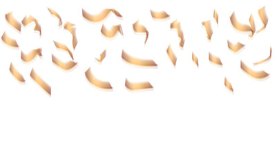 Obraz premium Abstract confetti golden glitter particles splatter on transparent background. Luxury golden glitter confetti that floats down falling bokeh celebration background.