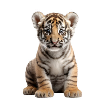 Baby tiger isolated on transparent background,transparency 