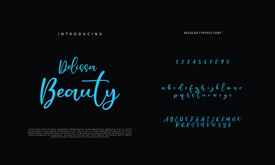 Handwritten Script font. Hand drawn brush style modern calligraphy cursive typeface. Hand Lettering and Custom Typography alphabet for Designs: Logo, Greeting Cards, Poster. Vector Brush type set.
