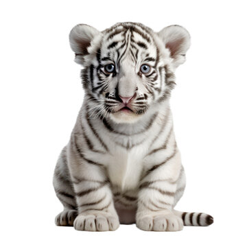 Baby white tiger isolated on transparent background,transparency 