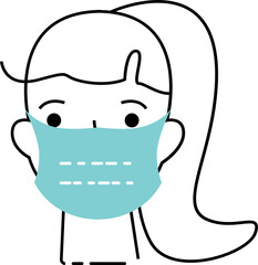  Woman wear mask illustration.