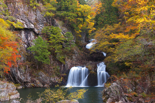 Mitsudaki of Sandan-Kyo of autumn leaves , Kitahiroshima, Hiroshima,Yamagata-gun,Hiroshima Prefecture,Japan October 2011