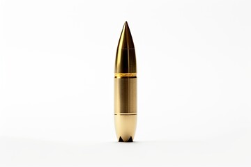 closeup of a bullet isolated on white background