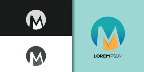 artistic letter m logo set