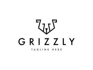 modern minimal bear grizzly logo design