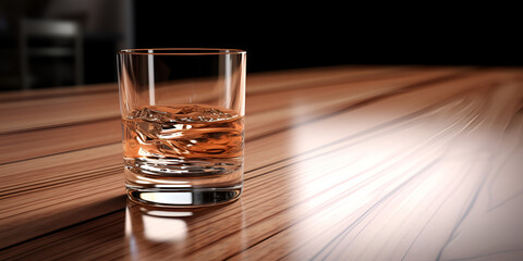 glass of whiskey on the table,Ambiance in a Glass Table Set with Fine Whiskey