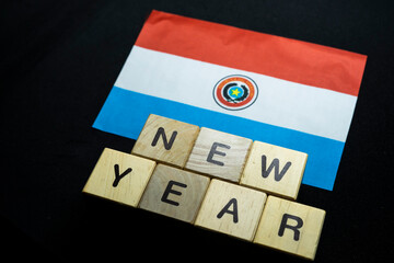 New year to Paraguay people with Paraguay flag on banner