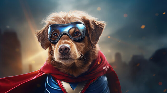 A dynamic image of a superhero Dog
