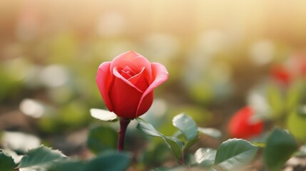 Rose bud, heart shape, Valentine's Day, top view with copy space.