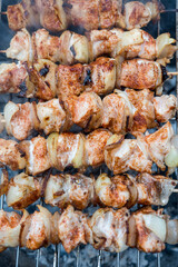 Fleischspieße mit Geflügelfleisch auf dem Grill