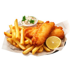 fish and chips isolated on transparent background,transparency 