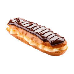 Chocolate eclair isolated on transparent background,transparency 