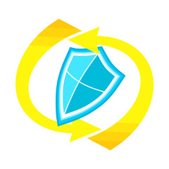 水色のシールドと黄色のアロー（ウイルス対策ソフトの更新）