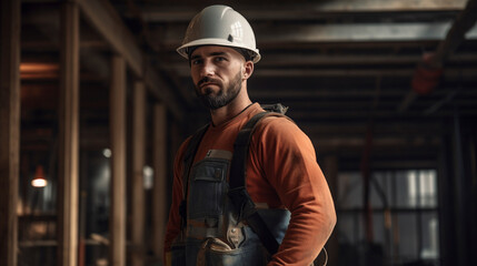 Team Safety: Hardhat Workers Sporting Safety Vests at Site, Generative AI