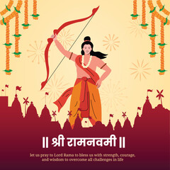 happy ram navami hindu festival greeting vector