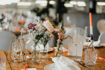 Wedding location decorated with colorful flowers and lots of details