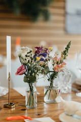 Wedding location decorated with colorful flowers and lots of details