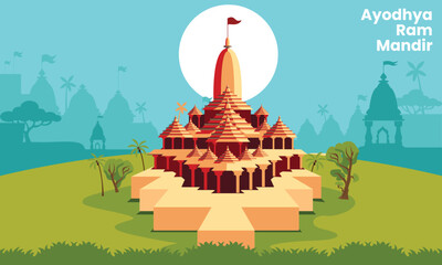ayodhya city ram mandir, ram temple, plan vector