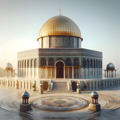 3d Render ai dome of rock al aqsa mosque