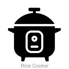 Rice Cooker and food icon concept 