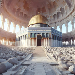 3d Render ai dome of rock al aqsa mosque