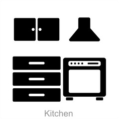 Kitchen and counter icon concept