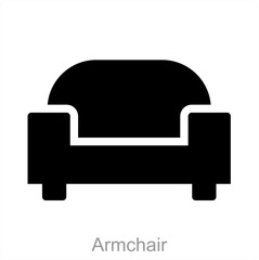 Armchair and arm icon concept 