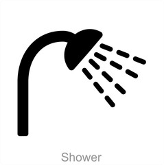 Shower and bath icon concept 