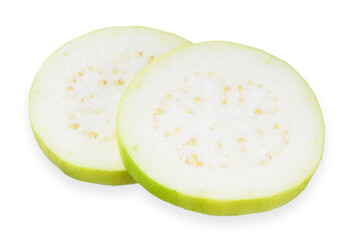 Sliced of Guava fruit isolated on white background.