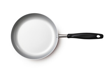 kitchenware object, the non-stick pan, an essential tool for domestic food preparation, isolated on a white background for a clear view.
