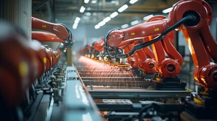 Fototapeta premium Automated Elegance Crafting Tomorrow: Machines Shaping the Future of Manufacturing, Generative AI