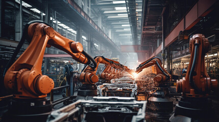 Automated Efficiency in Overdrive: Machines Orchestrating Manufacturing Wonders, Generative AI - obrazy, fototapety, plakaty
