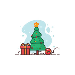 Flat illustration of christmas tree vector icons for web. Suitable for use on Christmas greeting cards, Christmas celebration designs, sharing happiness during Christmas etc