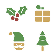 Christmas color line icon set, New Year collection, vector graphics