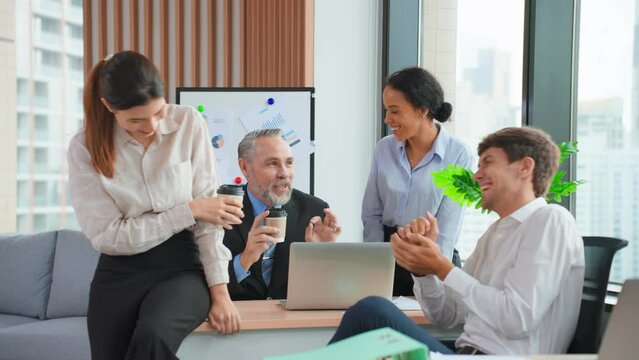 Group of multi-Ethnic businessman and businesswoman working in office. 