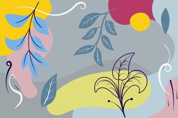 Abstract Floral background modern trendy minimalist style hand drawn