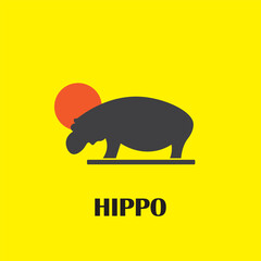 hippopotamus logo design vector silhouette illustration