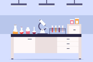 Modern vector lab in flat style. Chemistry and science