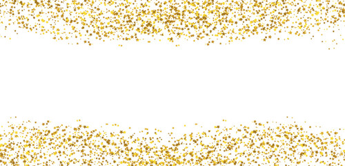 Golden Falling Stars Glitter Border Frame Border vector illustration.