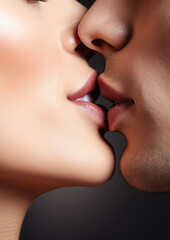 man and woman kissing, love, romance, valentine's day, date, passion, husband and wife, boyfriend and girlfriend, beautiful girl, handsome guy, relationship, people, close-up, black background