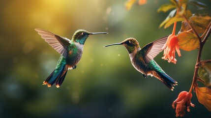 Fly detail, moving wings. White-bellied Woodstar, hummingbird. Bird from Tandayapa, Ecuador. Flying hummingbird in tropical forest. - obrazy, fototapety, plakaty