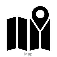 Map and pin icon concept